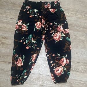 Floral Black Joggers for Women